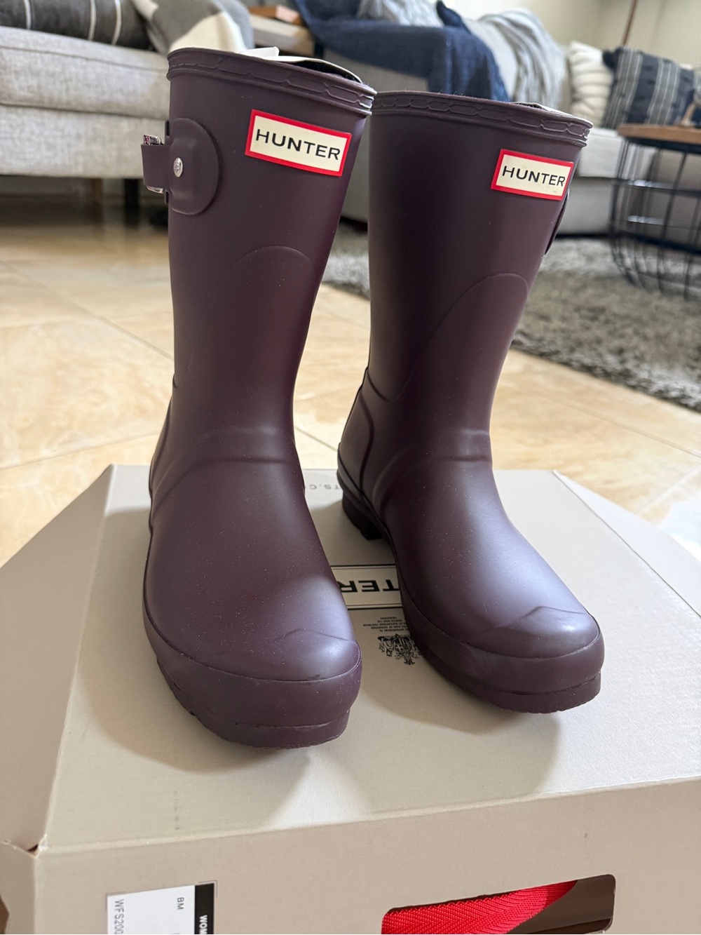 Hunter Rainboots Dark Purple Size 7/8 - Picture 14 of 16